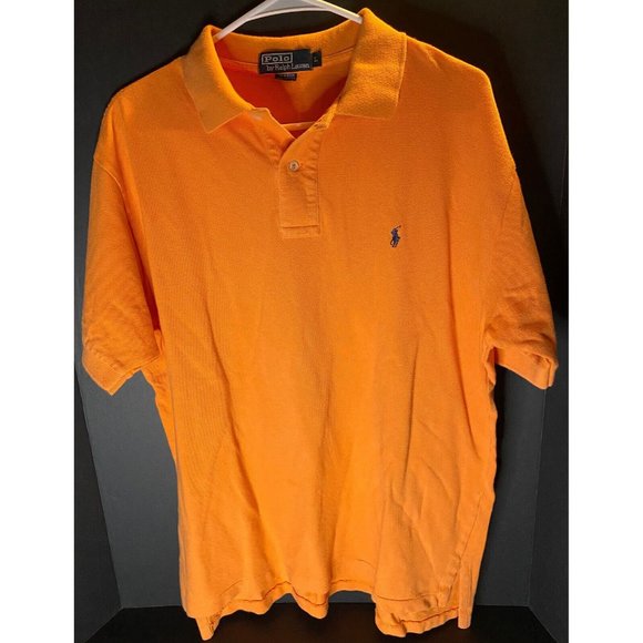 VTG Polo Ralph Lauren Shirt Orange Collared Men's L Pony Golf Active Outdoor - Picture 1 of 6